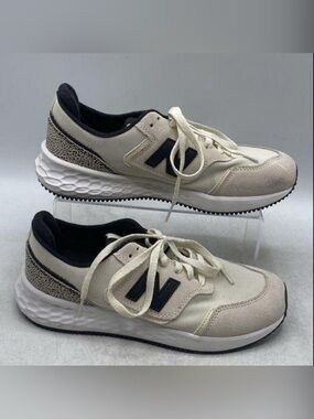 New Balance Cream and Black Casual Lace-Up Sneakers